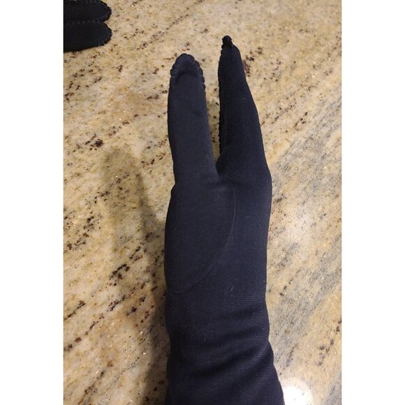 Vintage Size M Blue Nylon Stretch Formal 10.5" Long Gloves Stitching Detail - Picture 15 of 16